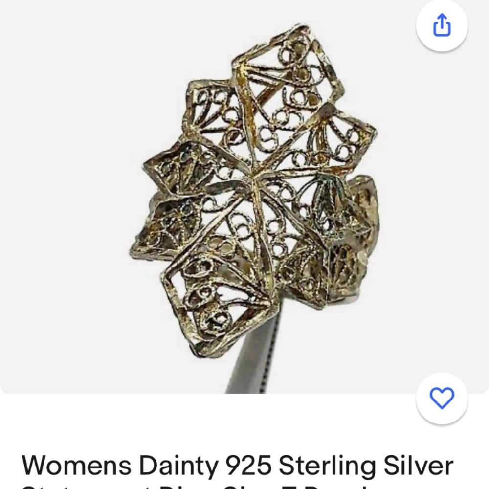Elegant Sterling Silver Filigree Ring